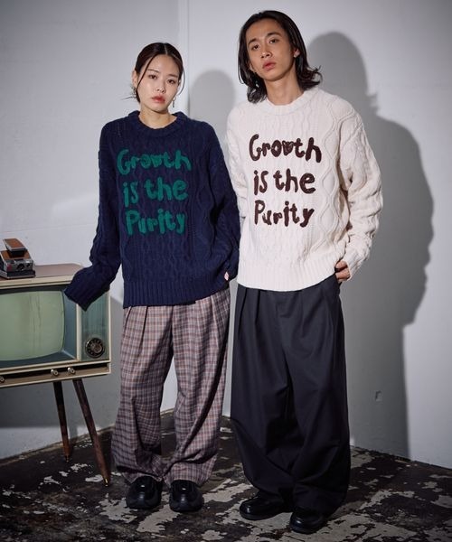 PBLIM ニット セーター 「UNISEX」ケーブルテガキロゴプルオーバー