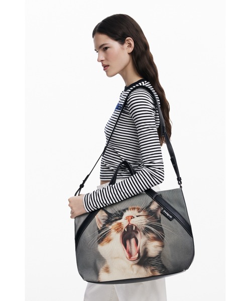 Desigual アートプリント トートバッグ リバーシブル　ショルダーバッグ付 Desigual ハンドバッグ REPRISE CAT MELIECARISTO キャット
