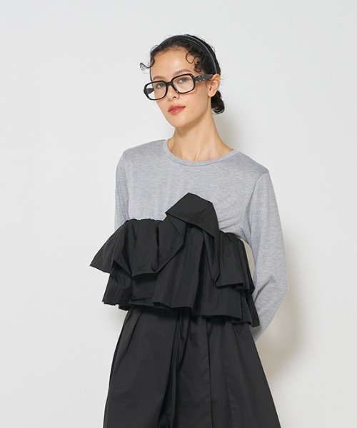 tシャツ Mewl フリルビスチェドッキングトップス レディース