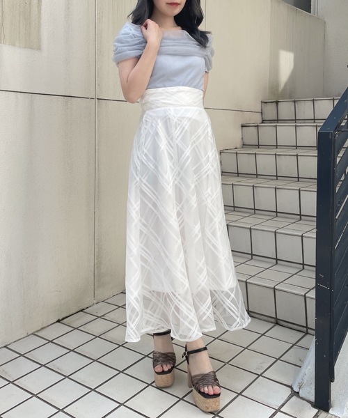 abc une face スカート スパンコールチュールスカート