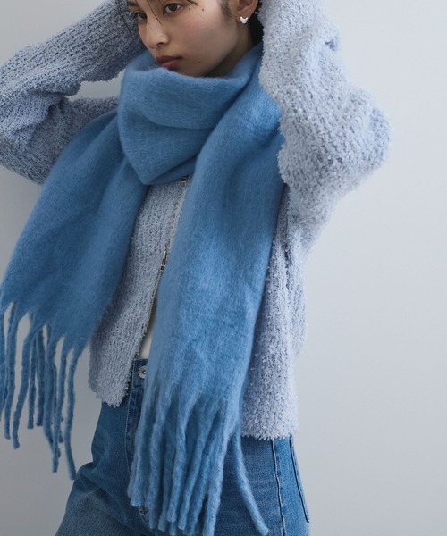 VIS（ビス） ストール マフラー ふっくら柔らか無地フリンジストール