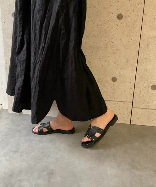 スタッズ付きブラック厚底サンダル ALL BLACK サンダル スタッズサンダル レディース : ZOZOTOWN