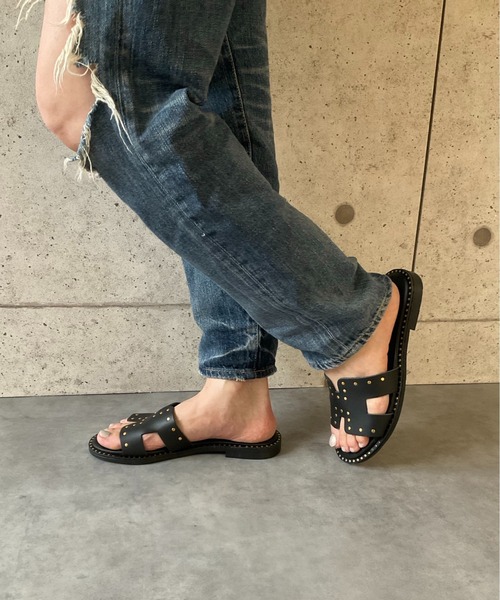 ALL BLACK サンダル スタッズサンダル レディース : ZOZOTOWN