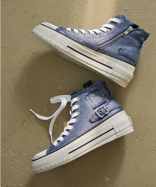 【GOLDEN 】 デニム ハイカットスニーカー ダメージ加工 ♪ GOLDEN GOOSE】 デニム ハイカットスニーカー ダメージ加工