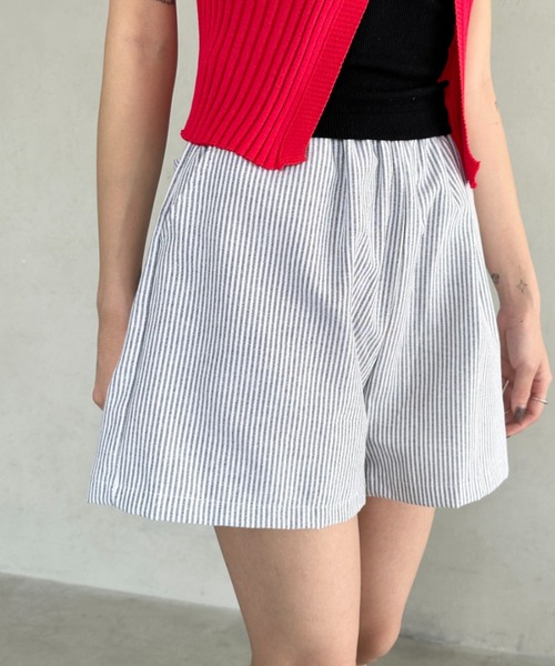 Bamm パンツ ストライプショートパンツ レディース : ZOZOTOWN