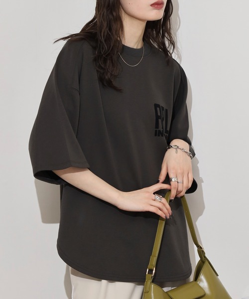 tシャツ hunch ミニ裏毛ロゴプリント５分袖Tシャツ レディース hunch tシャツ ミニ裏毛ロゴプリント5分袖Tシャツ レディース