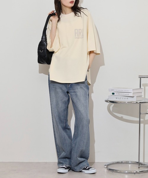 tシャツ hunch ミニ裏毛ロゴプリント５分袖Tシャツ レディース hunch tシャツ ミニ裏毛ロゴプリント5分袖Tシャツ レディース
