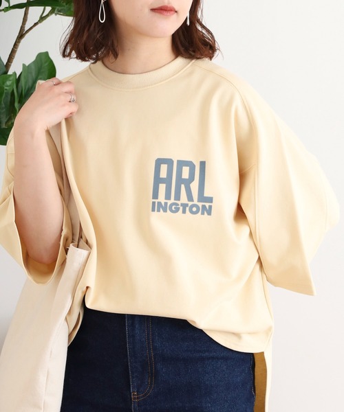 tシャツ hunch ミニ裏毛ロゴプリント５分袖Tシャツ レディース hunch tシャツ ミニ裏毛ロゴプリント5分袖Tシャツ レディース