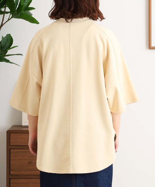 tシャツ ＴＨＲＥＥ　ＦＩＦＴＹ　ＳＴＡＮＤＡＲＤ　半袖ミニ裏毛のロゴトップス レディース THREE FIFTY STANDARD 半袖ミニ裏毛のロゴトップス〈ブラック