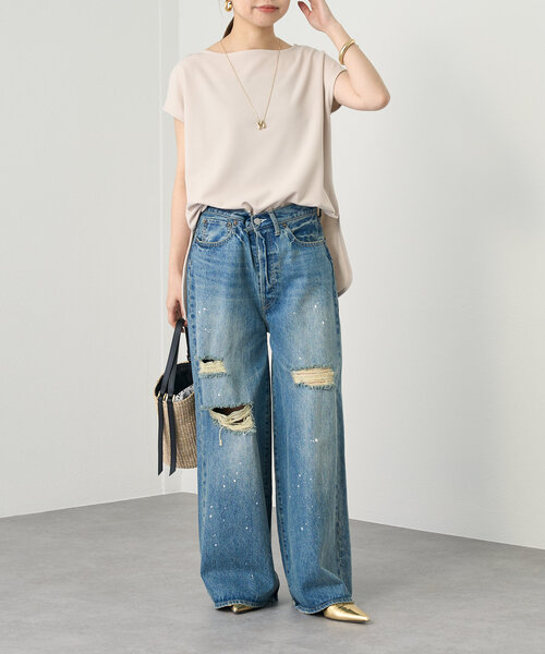 Loungedress ブラウス シャツ カットジョーゼットフレンチ