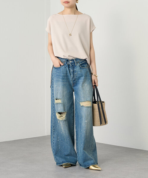 Loungedress ブラウス シャツ カットジョーゼットフレンチ