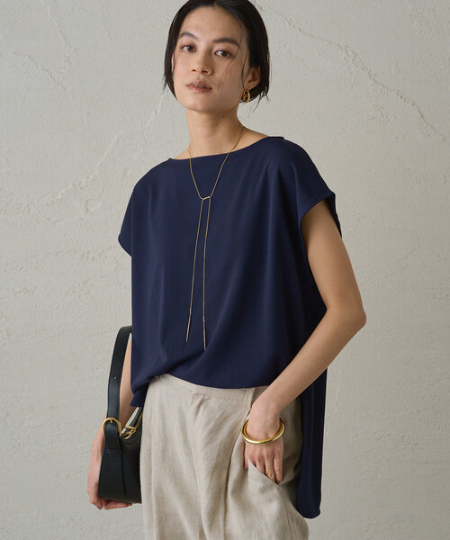 【新品未使用】LOUNGEDRESS カットジョーゼットフレンチブラウス　黒 Loungedress ブラウス シャツ カットジョーゼットフレンチ