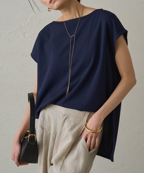 【新品未使用】LOUNGEDRESS カットジョーゼットフレンチブラウス　黒 Loungedress ブラウス シャツ カットジョーゼットフレンチ