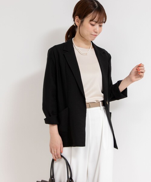 NOLLEY'S sophi ジャケット セール】ウォッシャブルギマメッシュパイピングジャケット（ノー