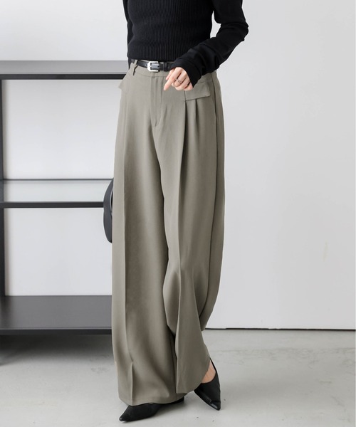 Lajour ワイドパンツ パンツ 「日本製」タックワイドパンツ レディース