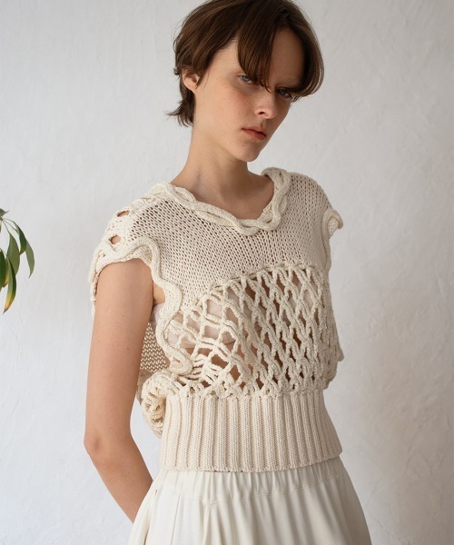 トップス LEINWANDE 26ss Mix Yarn Crochet Top leinwande（ラインヴァンド） ニット セーター 「leinwande」26SS新作