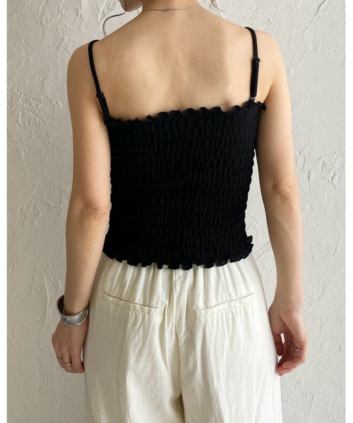 She's Closet キャミソール シャーリングラメベアトップブラカップ付き