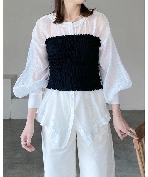 She's Closet キャミソール シャーリングラメベアトップブラカップ付き