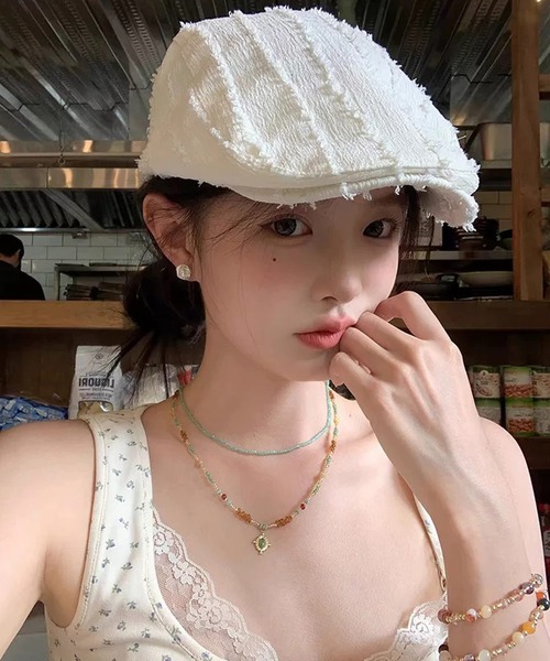 ojos メッシュハンチングキャップ　newjeans ヘイン着用 shopnikoniko 帽子 ベレー帽 ハンチング帽 夏 ストライプ