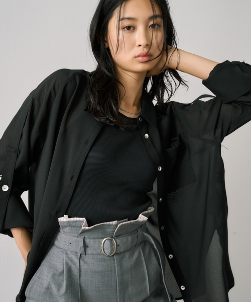 【美品】UNITED TOKYO シャツ ブラウス　セットアップ UNITED TOKYO ブラウス シャツ 2WAYスリーブシアーシャツ