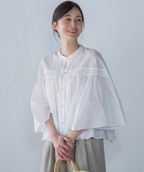 ブラウス シャツ ピンタックcottonブラウス「洗濯機で洗える」 レディース