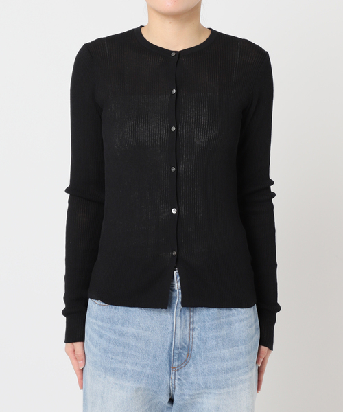 plage whisper rib カーディガン　ブラック plage カーディガン 「追加」whisper rib sheer レディース