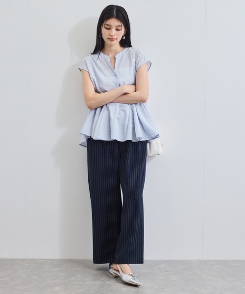 VIS（ビス） パンツ 「接触冷感/UVケア」ピンストライプリラックス