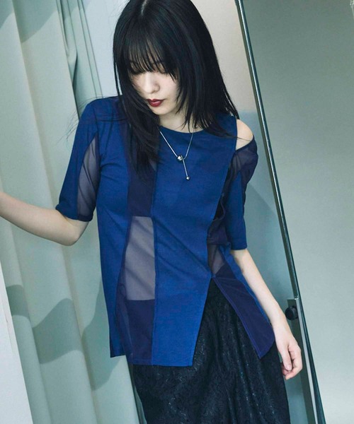 tシャツ 「led.tokyo」SHEER DOCKING TEE/シアードッキングTシャツ レディース