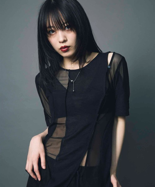 tシャツ 「led.tokyo」SHEER DOCKING TEE/シアードッキングTシャツ レディース led.tokyo tシャツ 「led.tokyo」SHEER DOCKING TEE/シアー