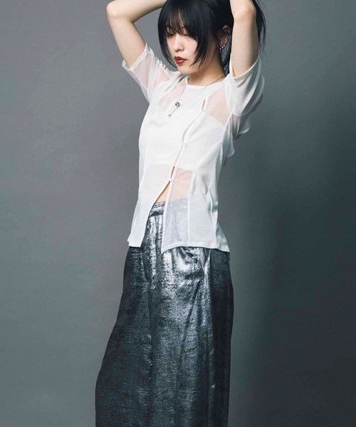 tシャツ 「led.tokyo」SHEER DOCKING TEE/シアードッキングTシャツ レディース led.tokyo tシャツ 「led.tokyo」SHEER DOCKING TEE/シアー
