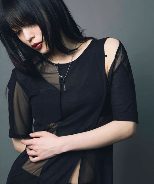 tシャツ 「led.tokyo」SHEER DOCKING TEE/シアードッキングTシャツ レディース led.tokyo tシャツ 「led.tokyo」SHEER DOCKING TEE/シアー