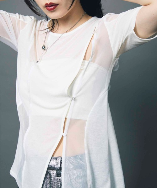 tシャツ 「led.tokyo」SHEER DOCKING TEE/シアードッキングTシャツ レディース led.tokyo tシャツ 「led.tokyo」SHEER DOCKING TEE/シアー