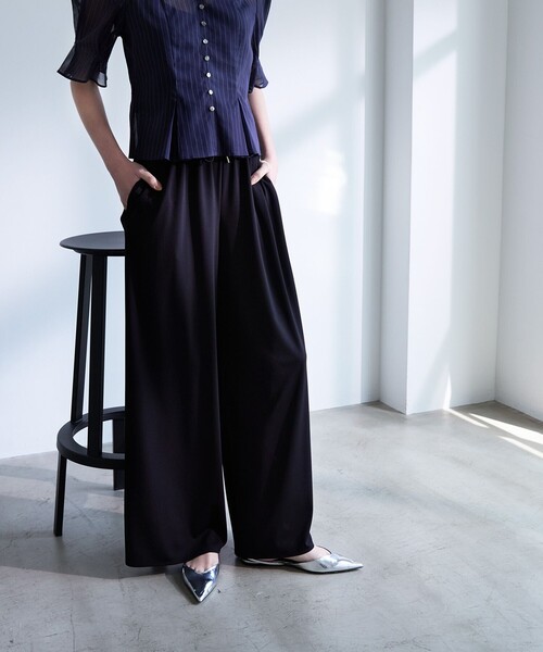 パンツ トリアセテートジャージー イージーギャザーワイドパンツ
