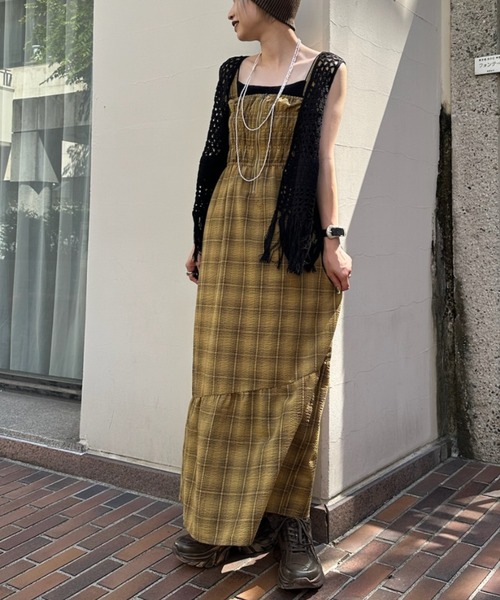 美品✨シーニューヨーク　パイナップル柄　ジャンパースカート　ワンピース　シルク混 GOLDJAPAN 大きいサイズ レディース ワンピース ジャンパー