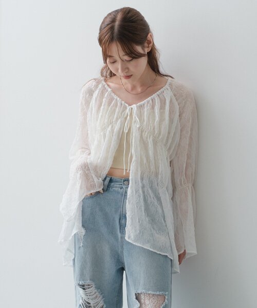 ブラウス シャツ 「新色追加/5色展開/S.Lサイズ展開/無地＆チェック」シャーリングシアーブラウス レディース Kastane ブラウス シャツ 「新色追加/5色展開/S.Lサイズ展開