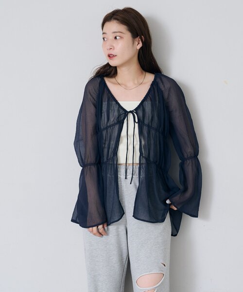 ブラウス シャツ 「新色追加/5色展開/S.Lサイズ展開/無地＆チェック」シャーリングシアーブラウス レディース Kastane ブラウス シャツ 「新色追加/5色展開/S.Lサイズ展開
