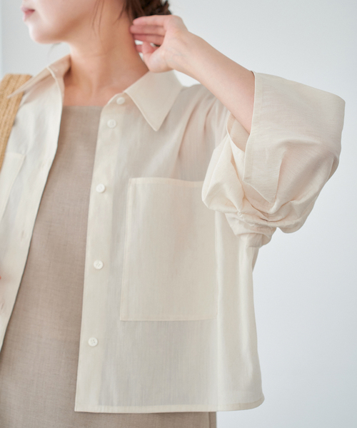 ブラウス シャツ リネン混 クロップド フロントタイ シャツ レディース GAP ブラウス シャツ リネン混 クロップド フロントタイ