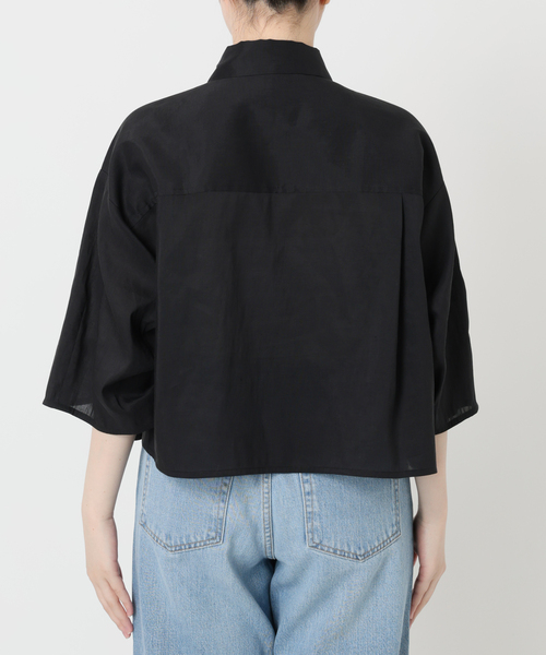 IENA リネンミックスクロップドシャツ ブラック イエナ IENA リネンミックスクロップドシャツ （ブラック