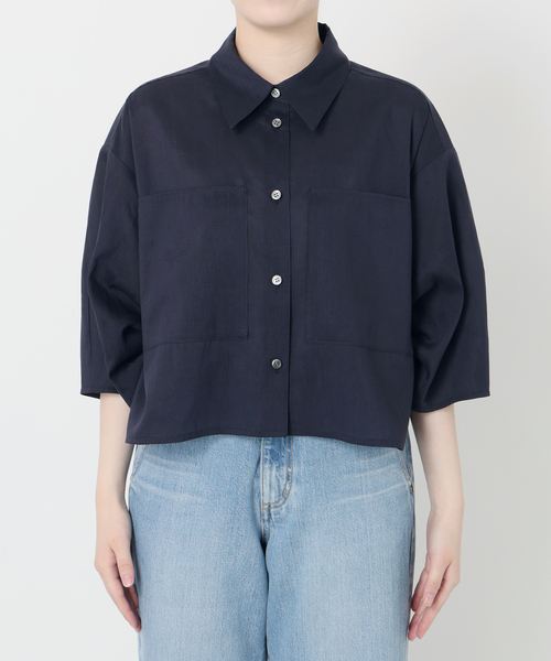 ブラウス シャツ リネンミックスクロップドシャツ レディース IENA ブラウス シャツ リネンミックスクロップドシャツ