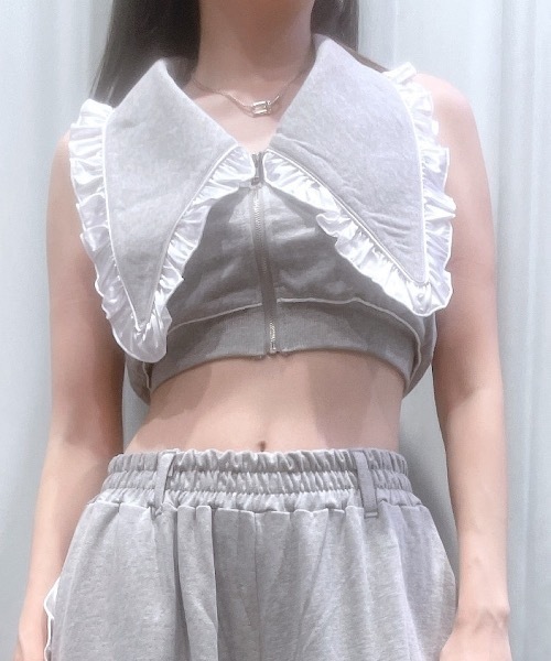 lilLillyトップス lilLilly tシャツ スウェットフリルジップトップス レディース