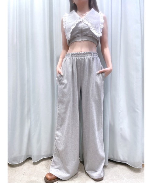 lilLilly tシャツ スウェットフリルジップトップス レディース
