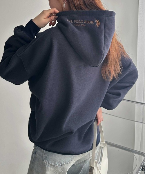 パーカー 「U.S. POLO ASSN.」フード刺繍裏起毛パーカー レディース