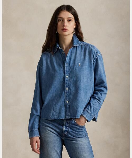 POLO RALPH LAUREN ブラウス シャツ クロップド ボクシー デニム