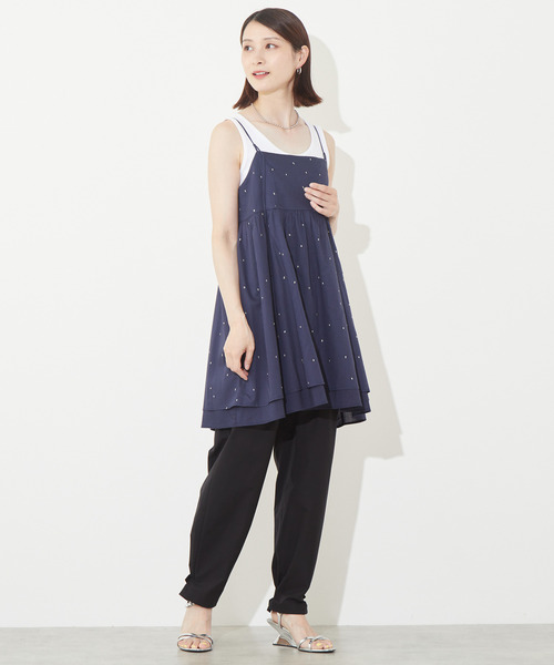 「SOFFITTO」 キャミソールワンピース FREE ネイビー レディース_画像4