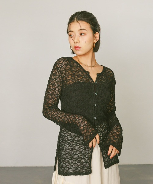tシャツ 「単品使い可」2Pカットレースカーディガン レディース