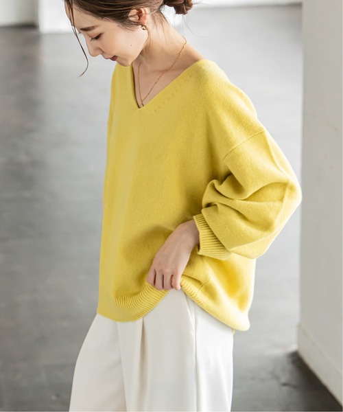 NOBLE（ノーブル） Vネックニット FREE ホワイト レディース