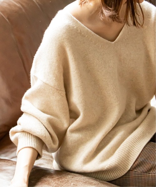 NOBLE（ノーブル） Vネックニット FREE ホワイト レディース