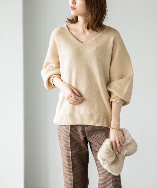 NOBLE（ノーブル） Vネックニット FREE ホワイト レディース