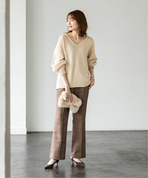 NOBLE（ノーブル） Vネックニット FREE ホワイト レディース