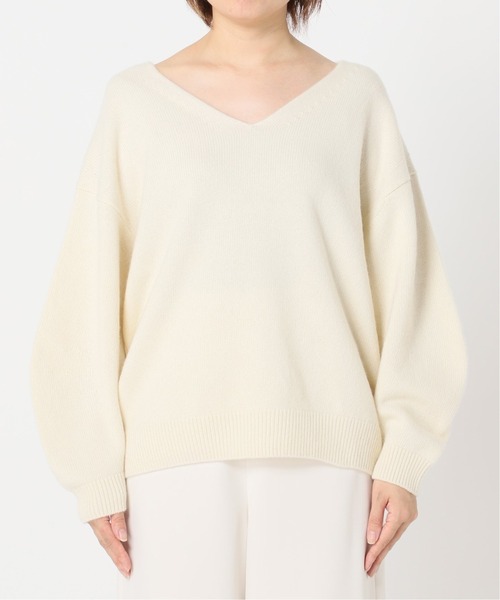 美品♡Noble ホワイト Vネックセーター 長袖 NOBLE（ノーブル） Vネックニット FREE ホワイト レディース